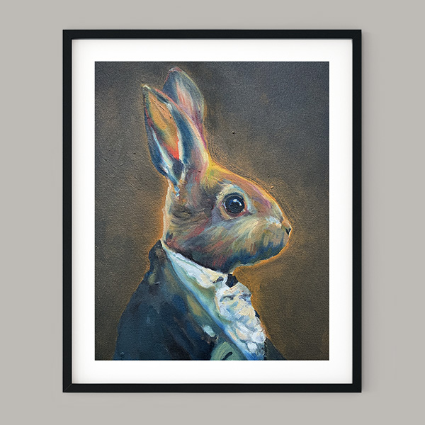 Dusk Bunny - rabbit paintings oil on canvas